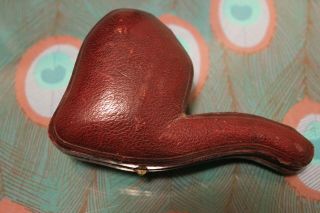Antique Tobacco Pipe Leather,  Silk & Velvet Fitted Case