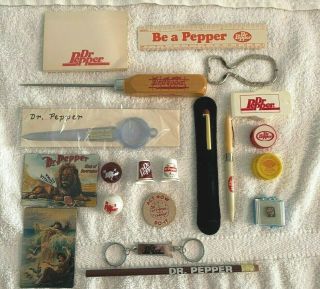 20 Vintage Dr Pepper Items - Service Pin,  Ice Pick,  Pen,  Pencil,  Magnets - 2