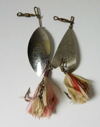 2 Vintage Metal Fishing Lure Spoons Gm Skinner 9 Clayton & Jt Buel Whitehall Ny