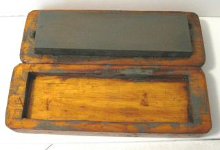 VINTAGE SHARPENING STONE IN HAND MADE BOX 2