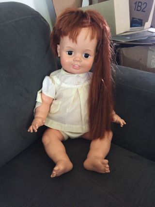 Vintage 1972 Ideal Toy Corp 24 Inch Baby Crissy Doll Red Hair Grow Hair