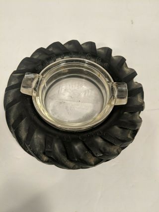 Vintage Firestone Tractor Tire Ashtray With Glass Insert - 1950 