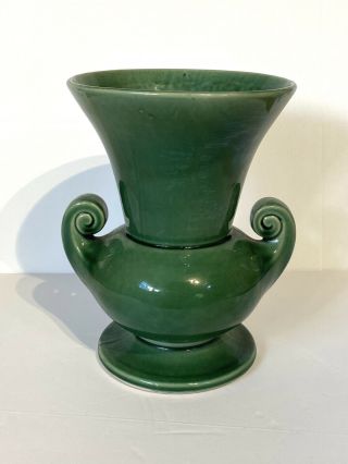 Vintage Mccoy Pottery Large Urn Vase Green Gloss With Double Handles