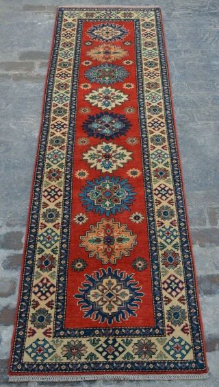 Y718 Handmade Afghan Caucasian Tribal Kazak Oriental Red Rug Runner 2 
