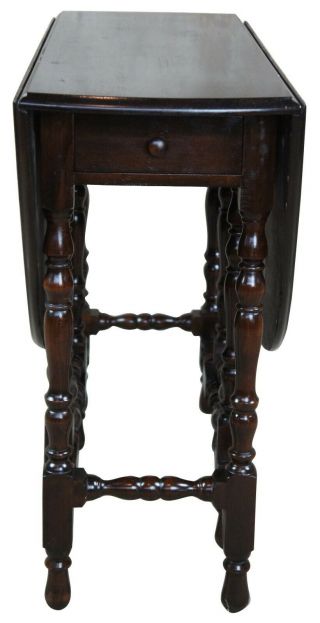 Antique Early 20th Century William & Mary Walnut Drop Leaf Gateleg Accent Table 2