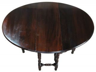 Antique Early 20th Century William & Mary Walnut Drop Leaf Gateleg Accent Table 3