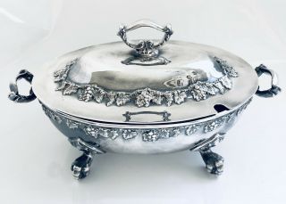 Vintage Silver Plate Grapevine Soup Tureen By Lawrence B.  Smith Co.