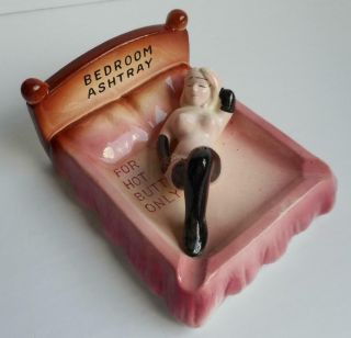 Vintage Risque Semi Nude Lady Bedroom Ceramic Ashtray For Hot Butts Only Japan