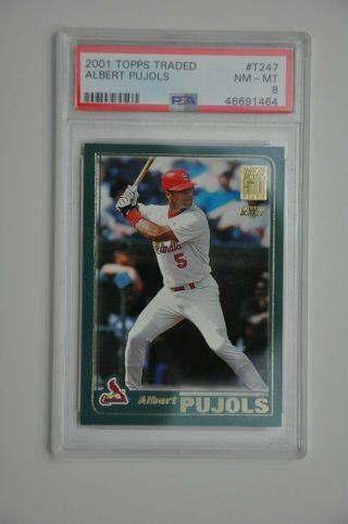 2001 Topps Traded T247 Albert Pujols St.  Louis Cardinals Rc Rookie Psa 8 Nm - Mt