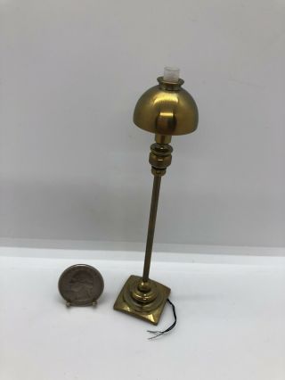 Dollhouse Miniature Vintage Standing Brass Electric Floor Lamp