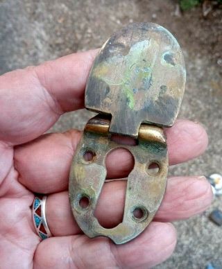 Vintage 19th Century Oval Brass Lock Escutcheon With Cover