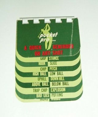 Vintage Golf Pocket Pro Tips/flip Up Chart / Reference Guide C1940 