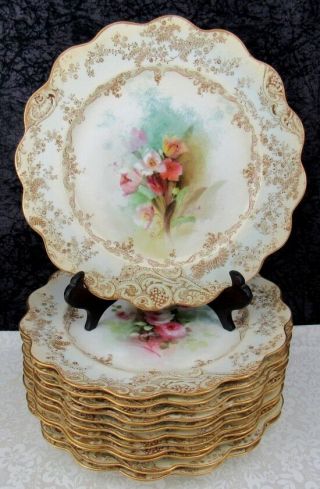 (12) Antique Royal Doulton H.  Betteley Studios Floral Bone China Plates