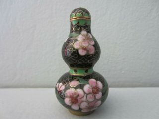 Antique Chinese Black Cloisonne Floral Snuff Bottle 34 Grams