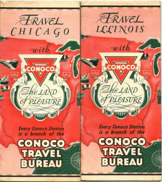 2 Vintage Conoco Gas Oil Service 1933 World 