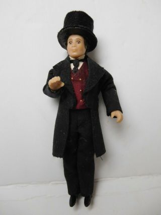 Vintage Miniature Dollhouse Hard Plastic Gentleman Man In Suit Character Doll