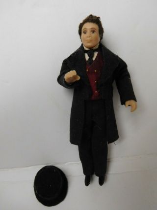 Vintage Miniature Dollhouse Hard Plastic Gentleman Man in Suit Character Doll 2