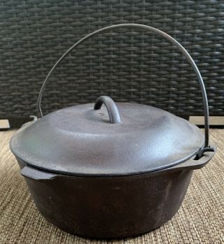 Vintage 8 4 Qt Cast Iron Dutch Oven W/ Self Basting Lid Camp Camping Scouting