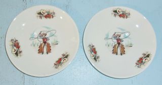 Vintage Homer Laughlin Rhythm Saucers Plates Cowboy Western Ranch Dinnerware