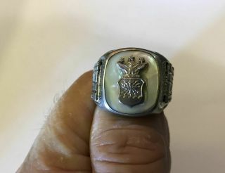 Vintage U.  S.  Air Force Ring - - Sterling And Mother - Of - Pearl - - - Size 9.  5