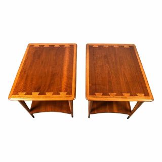 Lane Acclaim Mid - Century Modern Walnut End Table / Nightstand A Pair
