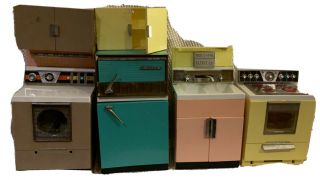 Vtg 1960s Barbie Deluxe Reading Dream Kitchen Set - 4 Atomic Age