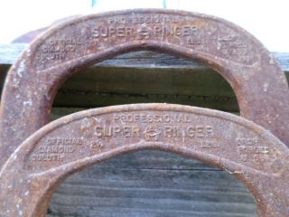VINTAGE SET OF DIAMOND DULUTH DOUBLE RINGER BRAND PITCHING HORSESHOES 2 - 1/2 LBS 3