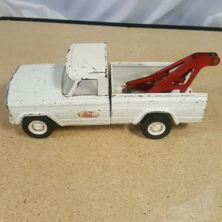 Antique Tonka White Tow Truck Vintage Wrecker Towtruck Red Metal