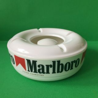 Vintage Marlboro Ornamin Melamine White Large Round Ashtray