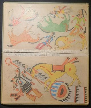 Indian School Ledger Drawings Early To Mid 1900s By White Egale.