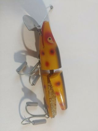 Vintage Fishing Lure Heddon Scissor Tail Strawberry Spot