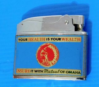 Mutual Of Omaha Insurance Vintage Rosen Advertising Cigarette Lighter