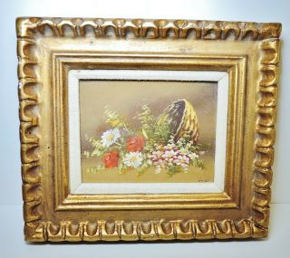 Small Vintage Floral Oil Paintings - Signed And Framed