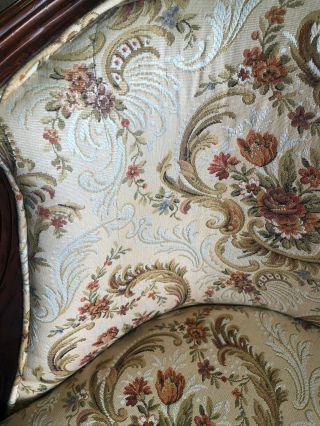 Vintage French Empire Style Mahogany Upholstered Settee Loveseat 3