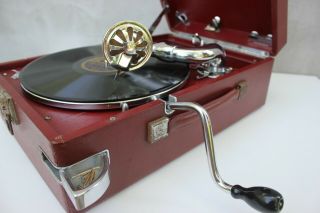 Antique His Masters Voice Hmv Gramophone With Crank England Classic Turntable