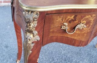 Vintage 1960s Inlaid Walnut French Louis XV Style Ormolu Mounted Writing Desk 3