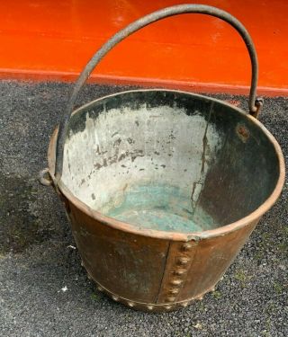 Very Large Antique Hand - Forged Copper Kettle/cauldron