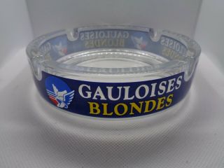Glass Vintage Gauloises French Cigarette Advertising Ashtray Helmet Logo