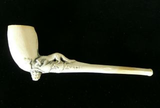 Antique Clay Tobacco Pipe Fox And Grapes