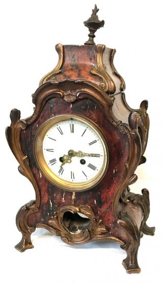 Antique Louis Xv Style Boulle Ormolu Shel Veneered Mantel Bracket Clock