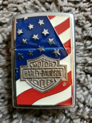 Zippo Lighter - Harley Davidson - Americana Emblem - Bar And Shield - 20685