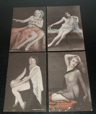 Lqqk 4 Vintage 1940s Risque Pin - Up Arcade Cards 4