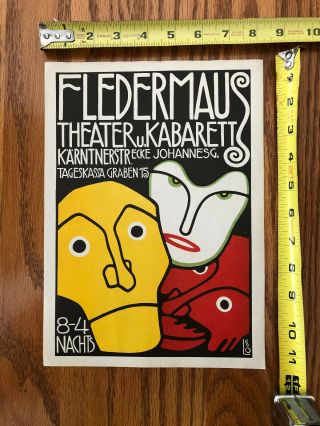 Antique Secessionist Cabaret Fledermaus Wiener Werkstatte Poster Bertold Loffler