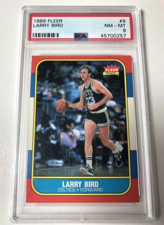 1986 Fleer Basketball 9 Larry Bird Boston Celtics Hof Psa 8 Nm - Mt Case