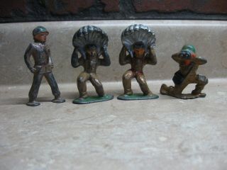 4 Vintage Or Antique Toy Die Cast Military Soldiers Barclay Toy Company