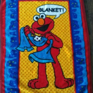 Vintage Sesame Street OWEN Elmo Baby Crib Fleece Blanket Security Lovey 48 