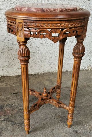 Vintage French Style Marble Top Pedestal Plant Stand Display Table LA Area 3