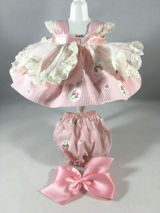 Vintage Vogue Tag Ginny Pink w - Rose Design Dress,  Bloomers & Hair Bow (No Doll) 2