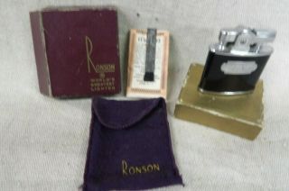 Vintage - Ronson Standard Pocket Lighter W/original Box,  Instructions And Pouch