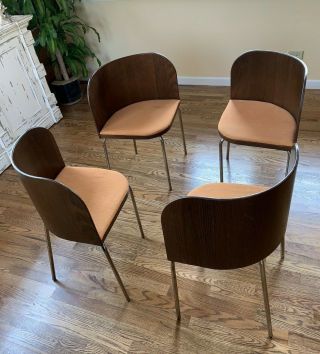 Vintage Mid Century Modern Solid Accent Set Of 4 Chairs